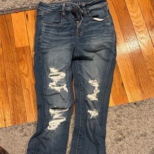American Eagle Blue Distressed Women Jeans